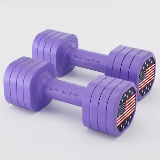 Zempox Pro adjustable dumbbell 5lb set in blue with personalized slogan